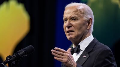 US President Joe Biden during the Asian Pacific American Institute for Congressional Studies gala at the Walter E. Washington Convention Center in Washington, DC, US, on Tuesday, May 14, 2024. China blasted the Biden administration's move to increase US tariffs on a wide range of Chinese imports, vowing to take its own action, without giving specifics. Photographer: Samuel Corum / Sipa / Bloomberg