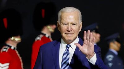 NEWQUAY, ENGLAND - JUNE 09: U.S. President Joe Biden waves upon arrival at Cornwall Airport Newquay, on June 9, 2021 near Newquay, Cornwall, England. On June 11, Prime Minister Boris Johnson will host the Group of Seven leaders at a three-day summit in Cornwall, as the wealthiest nations look to chart a course for recovery from the global pandemic. (Photo by Phil Noble - WPA Pool / Getty Images)
