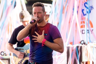 Chris Martin from the band Coldplay performs on NBC's "Today" show at Rockefeller Plaza on Thursday, June 17, 2021, in New York. (Photo by Charles Sykes / Invision / AP)