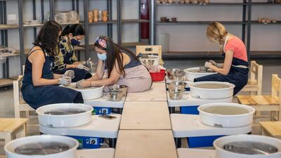 The growing trend of pottery in Dubai, with more studios opening up around the city, we look at what draws people into the craft. Feature on The Mud House located in Al Quoz industrial are in Dubai on June 8th, 2021. The Mud House offers classes for beginners and seasoned potters alike. Antonie Robertson / The National. Reporter: Alexandra Chaves for National