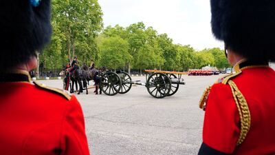 Members of the the Life Guards and the Blues and Royals prepare to leave Wellington Barrack on September 14, 2022. REUTERS