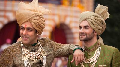 A handout movie still of "Prem Ratan Dhan Payo" showing Salman Khan and Neil Nitin Mukesh (Bhadauria Brothers Pictures / Fox Star India) *** Local Caption *** PRDP-movie18.jpeg