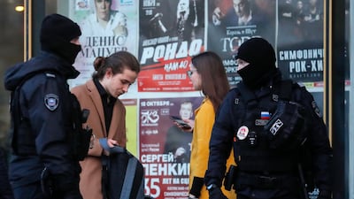 On Tuesday, police officers were on high alert as they guarded the Oktyabrsky Concert Hall, ahead of the 'Picnic' rock concert in St. Petersburg. EPA