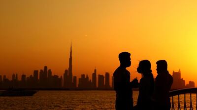 Dubai skyline at sunset