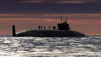 A Russian nuclear submarine sets off in the White Sea. Getty Images