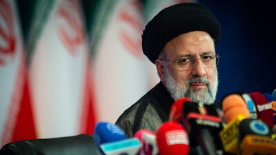 Ebrahim Raisi, Iran's president, holds his first news conference following his victory in the presidential election in Tehran, Iran, on Monday, June 21, 2021. World powers and Iran failed after a sixth round of negotiations in Vienna to revive a nuclear deal that would lift U. S. sanctions on the oil-rich Islamic Republic in exchange for it scaling back its atomic activities. Photographer: Ali Mohammadi / Bloomberg