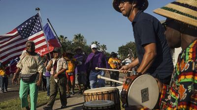 Members of Reedy Chapel African Methodist Episcopal Church march to celebrate Juneteenth on June 19, in Galveston, Texas. AFP