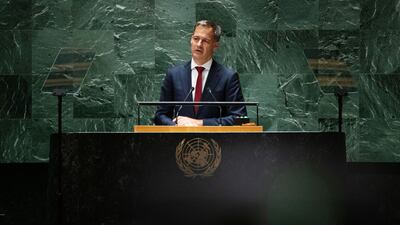 Alexander De Croo, Belgium's prime minister, speaks during the United Nations General Assembly (UNGA) in New York, US, on Wednesday, Sept. 20, 2023. Global leaders descend upon midtown Manhattan this week for speeches, meetings and receptions, an annual migration to the United Nations meant to tackle the world's biggest problems. Photographer: Jeenah Moon / Bloomberg