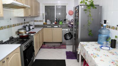 The kitchen area of the apartment.