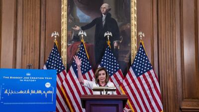U. S. House Speaker Nancy Pelosi, a Democrat from California, speaks during a news conference at the U. S. Capitol in Washington, D. C. , U. S. , on Thursday, Jan. 20, 2022. The White House's bid to push voting rights legislation through a divided Senate collapsed yesterday as two key Democrats broke with their party to squash the bill's chances. Photographer: Shawn Thew / EPA / Bloomberg