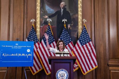 U. S. House Speaker Nancy Pelosi, a Democrat from California, speaks during a news conference at the U. S. Photographer: Shawn Thew / EPA / Bloomberg