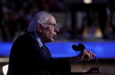 U. S. Sen. Bernie Sanders (I-VT) speaks on the Day 2 of the Democratic National Convention (DNC) in Chicago, Illinois, U. S. , August 20, 2024. REUTERS / Alyssa Pointer