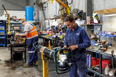 A workshop of a mining equipment supplier in Beresfield, Australia, on Tuesday, April 22, 2025. The coal region of the Hunter is now grappling with the energy transition. Photographer: Brendon Thorne / Bloomberg