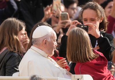 Pope Francis arrives for his weekly general audience in St. Peter's Square at the Vatican, Wednesday, Sept. 28, 2022. (AP Photo / Gregorio Borgia)