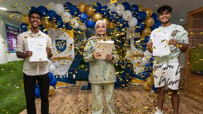 Pupils receiving their final IB results at the GEMS Wellington International School, Sheikh Zayed Road on the 6th of July 2021.