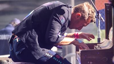 Chris Martin from the band Coldplay performs on NBC's "Today" show at Rockefeller Plaza on Thursday, June 17, 2021, in New York. (Photo by Charles Sykes / Invision / AP)