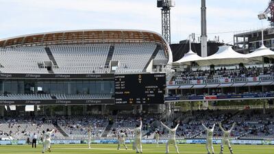 LONDON, ENGLAND - JUNE 02: A general view as James Anderson of England appeals unsuccessfully for the wicket of Tom Latham of New Zealand during Day 1 of the First LV= Insurance Test Match between England and New Zealand at Lord's Cricket Ground on June 02, 2021 in London, England. (Photo by Shaun Botterill / Getty Images)