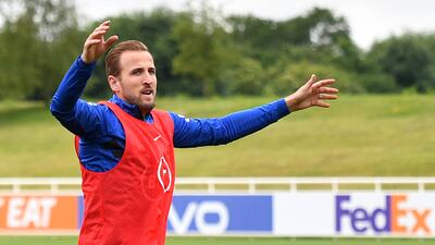 England's forward Harry Kane warms up during a training session at St George's Park in Burton-on-Trent. AFP