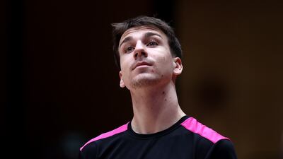 BENDIGO, AUSTRALIA - APRIL 12: Hugo Besson of the Breakers looks on prior to the round 19 NBL match between New Zealand Breakers and Sydney Kings at Bendigo Stadium on April 12, 2022, in Bendigo, Australia. (Photo by Graham Denholm / Getty Images)