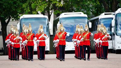 Members of the the Life Guards prepare to leave Wellington Barracks September 14, 2022. REUTERS