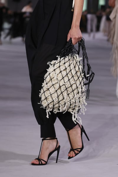 MILAN, ITALY - SEPTEMBER 19: A model (bag detail) walks the runway at the Philosophy Di Lorenzo Serafini fashion show during the Milan Womenswear Spring/Summer 2025 on September 19, 2024 in Milan, Italy. (Photo by Andreas Rentz / Getty Images)