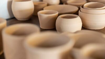 The growing trend of pottery in Dubai, with more studios opening up around the city, we look at what draws people into the craft. Feature on The Mud House located in Al Quoz industrial are in Dubai on June 8th, 2021. Finished pottery hand made at The Mud House. Antonie Robertson / The National. Reporter: Alexandra Chaves for National