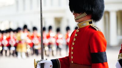 Members of the Coldstream Guards leave Wellington Barracks on September 14, 2022. AFP